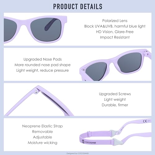 Image of COCOSAND Flexible Polarized Baby Sunglasses with Strap