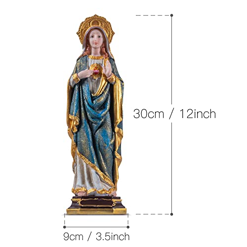 Figura Inmaculado Corazón de María 12 pulgadas Resina miniatura 6