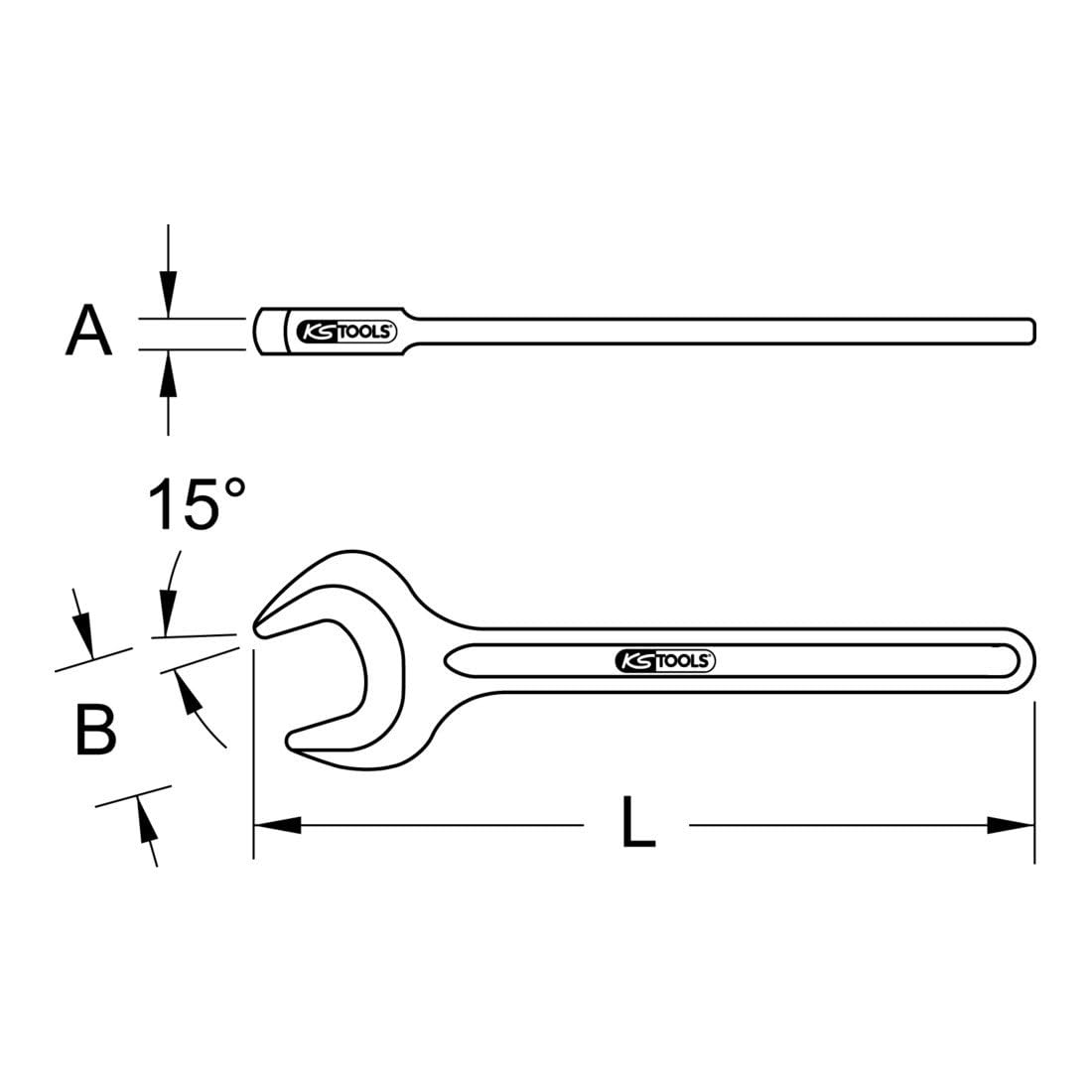 KS TOOLS 963.7950 BRONZE + open ended spanner 15° 1.11/16 - Image 2