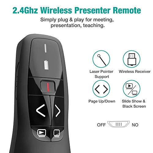 Image of SPIN CART Wireless Presenter Remote, 2.4GHz Wireless USB Presenter PowerPoint Remote PPT Clicker for Presentation