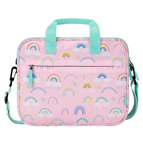 Choco Mocha Kids Tablet Bag Fire HD 8 10 Tablet Carrying Case Kids Tablet Sleeve for iPad & Kindle Edition & Chromebook 12.5 Inch Rainbow Pink
