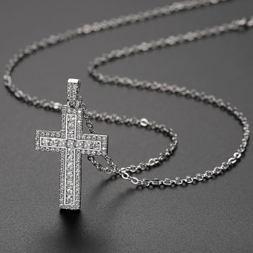 14K Gold D-color VVS1 Clarity Moissanite Hip-Hop Cross Women Pendant Necklace, Christmas Gift for Her, Great for Holiday Celebrations4