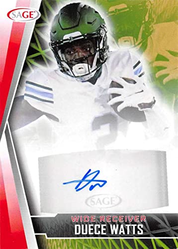 2022 Sage Low Series Autograph Red #A-DW Duece Watts Auto Autograph Tulane Green Wave Prospect Football Trading Card in Raw (NM or Better) Condition