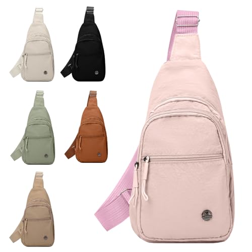 Mayoii Foldie Cross Body Bag Women Water-resistant Sling Bag Women with Wide Strap,Lightweight Foldie Travel Bag Cross Body,Multi-Pocket Crossbody Bags for Women (B-Pink, One Size)