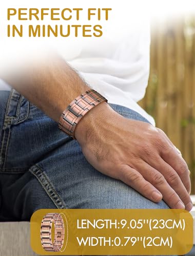 Image of Feraco Copper Magnetic Bracelets for Men,Pure Copper Jewelry Gift