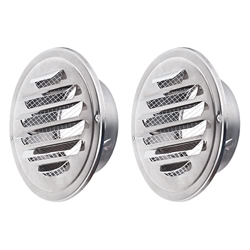 Pamtns 2 Pièces Grille d'Aération Ronde Grille Ventilation Grille Aération 100 mm Grille d'aération en Acier Inoxydable Grille de Protection avec Filet Anti-Insectes Grille d'évacuation d'Air Ronde