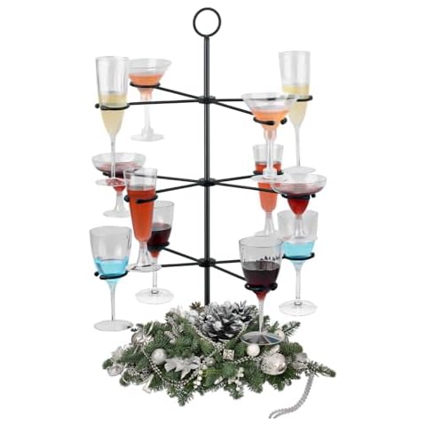Cocktail Tree Stand for Parties Brunch,3 Tiers 12 Holders Drink tower Wine Glass Holder Stand,Champagne Tower Martinis Tree, Wine Glasses Display Margarita tower ,Drink stand for Mimosa Bar Parties Bridal Shower Weddings Cover