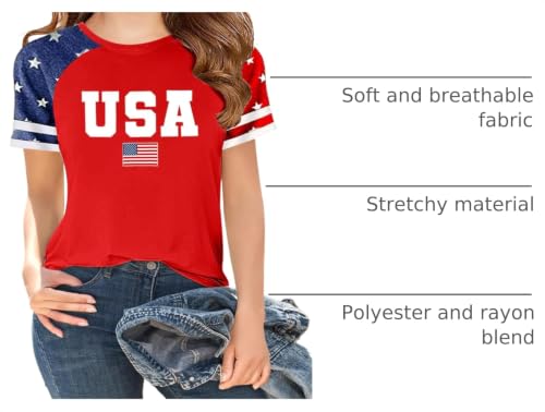 Image of CAZYCHILD Girls 4th of July USA Shirt American Flag Patriotic T-Shirt Independence Day Outfit for Kids 5-14Years