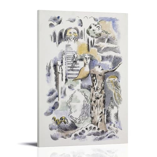 Design for Urne Buriall?Ghosts by Paul Nash�C���e���A�f�U�C���̃|�X�^�[�A�Ƃ̑����̔��w�A�����̐V�����Ƃ̑��蕨24x36inch(60x90cm) Frame-style
