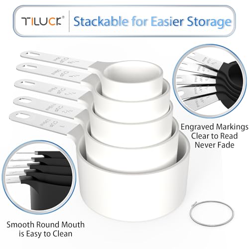 TILUCK Measuring Cups & Spoons Set, Stackable Cups and Spoons, Nesting Measure Cups with Stainless Steel Handle, Kitchen Gadgets for Cooking & Baking