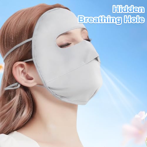 Image of TecoKart 3Pcs Full Face Mask UPF 50+ with Adjustable Ear Loops | Breathable & Reusable Face Cover for Women Cycling, Outdoor Activities