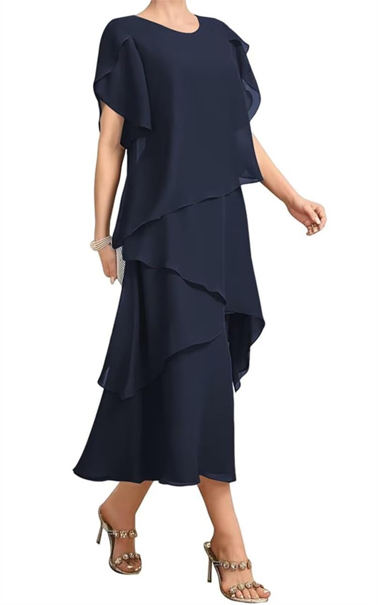 Robe de cocktail noire manches courtes masquant les bras avec chic - 8