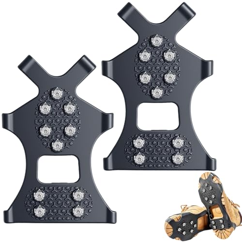 Crampones para Zapatos de Invierno, 10 Púas Antideslizantes de Acero Inoxidable - Garras Fáciles de Colocar para Nieve y Hielo (L)