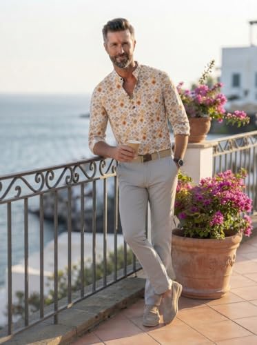 Image of Dream Crushers Cotton Blend Solid Casual Short Kurta for Men Long Sleeve Mandarin Collar Stylish Shirt Kurta for Men