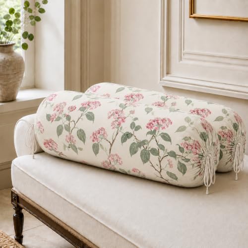 Image of Clasiko Cotton Bolster Covers Set of 2, Blush Ivory, Standard Size