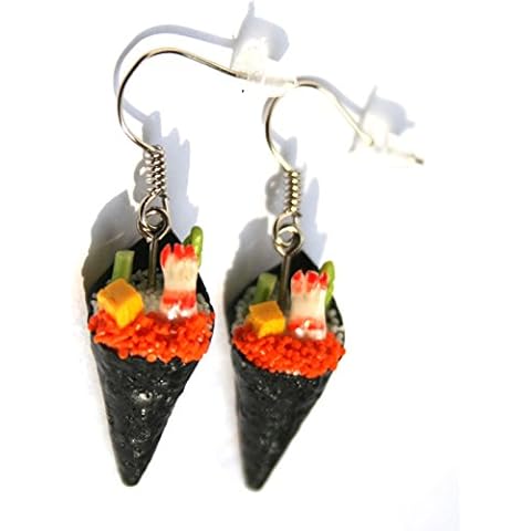 Polymer Clay Handmade Seafood Hand-roll Sushi Earrings Cover