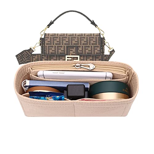 Lckaey Organizador de bolsa para bolsa fendi baguete inserção organizador de feltro 2090Bege-L