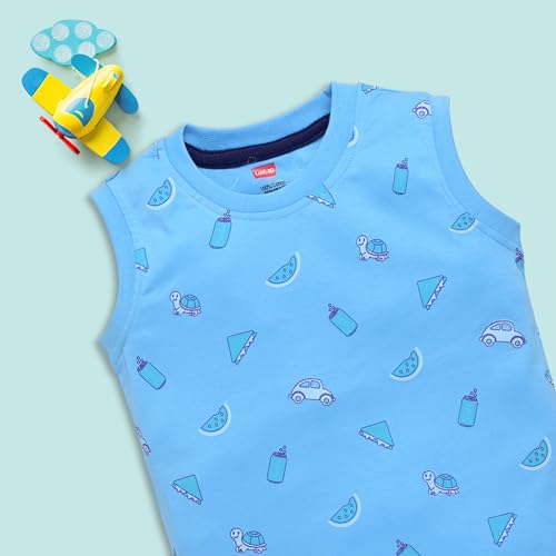 Image of LuvLap Baby Boys Regular Fit 100% Cotton Sleeveless Boys T-Shirt & Shorts Set Pack of 3