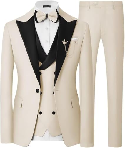 Sxfashbrd Men's Suits Jacket Slim Fit 3 Piece Set Blazer Jacket Dalily Business Tuxedo Groomsmen Casual for Wedding