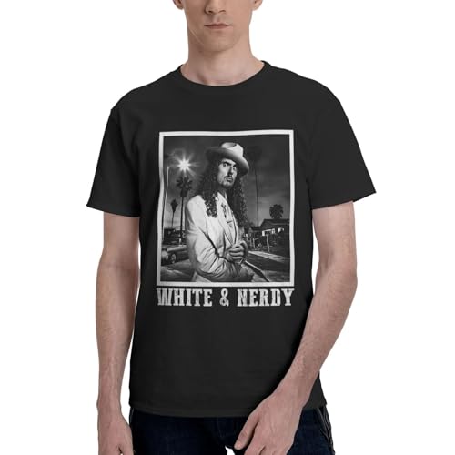KYUHTG Weird Al Music Yankovic Men's Casual Basic Short Sleeve Crewneck Cotton T-Shirt Summer Athletic Tee Top Black Medium