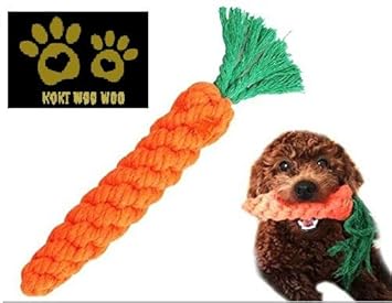KOKIWOOWOO Carrot Shape Cotton Chew Rope Toy for Dog