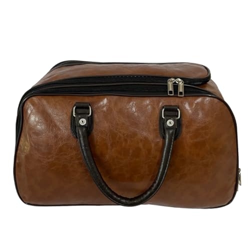 Mala Bolsa de Viagem de Mão Couro Sintetico Bagagem com Compartimento Espacosa(Caramelo)