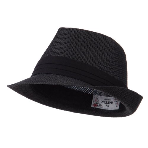 Kid's Paper Straw Black Band Fedora - Red OSFM