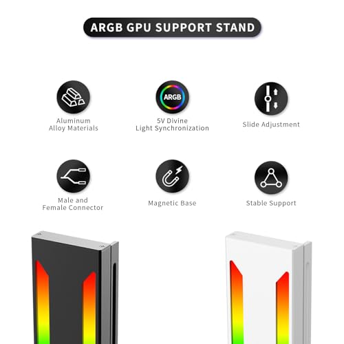 GPU Support Bracket, ARGB Adjustable Sliding Aluminum Alloy Graphics Card Holder - Image 2