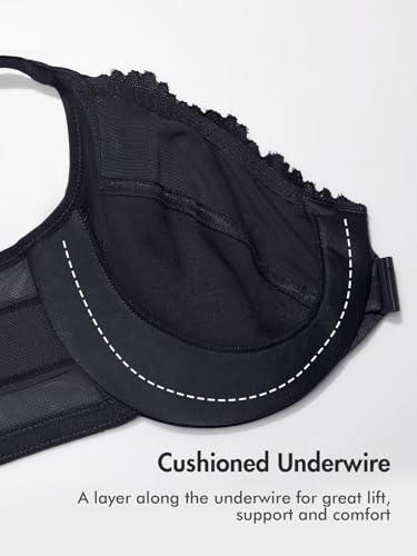DELIMIRA Women's Front Closure Bras Posture Full Coverage Plus Size Lace Underwire Unlined Bra - Image 5