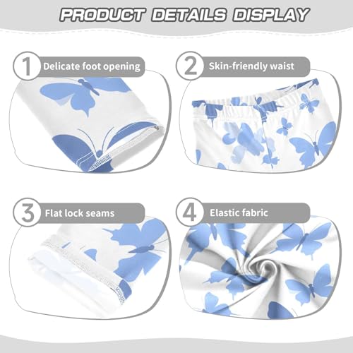 Blue Butterfly Silhouette Girls Leggings Ultra Soft Compression Yoga Gym Pants for Kids 4-10T3