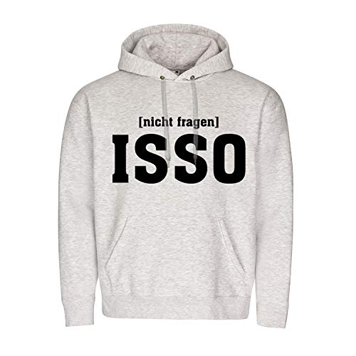 Pull à capuche gris Copytec #19864 avec inscription allemande Isso taille M