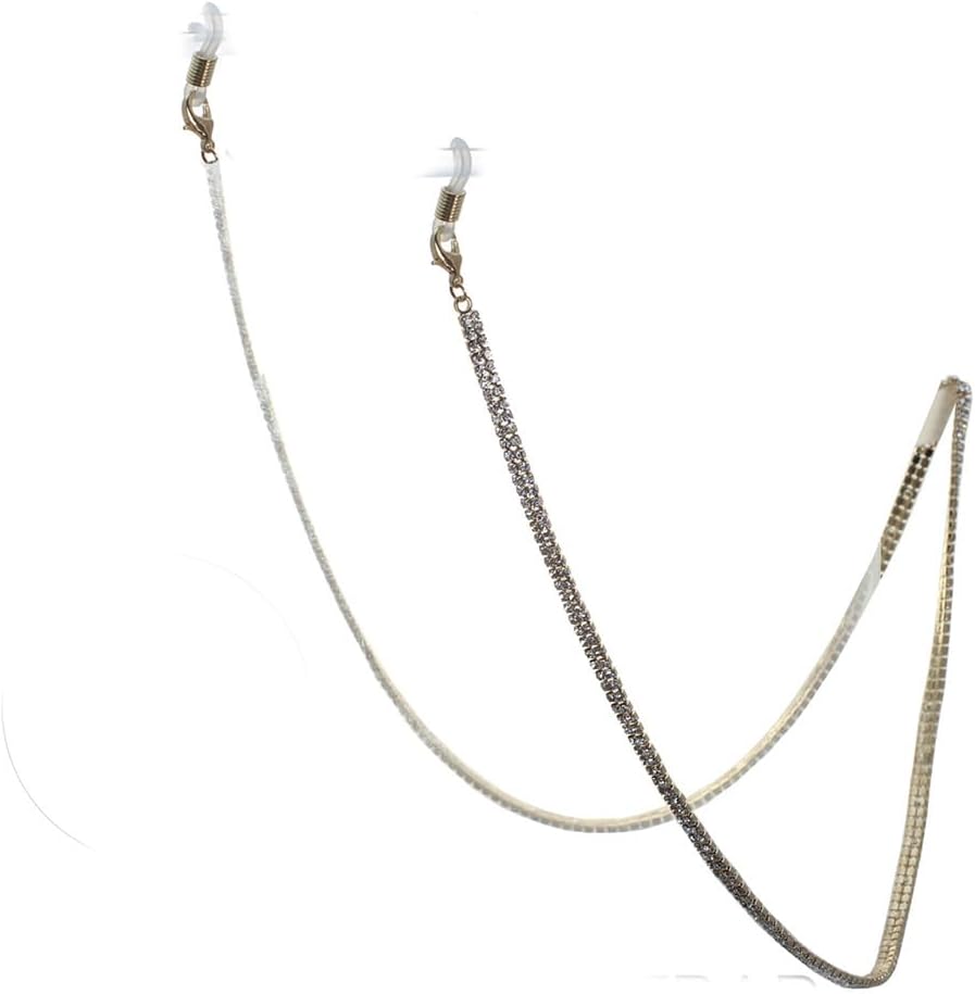 Rosemarie & Jubalee Women's Elegant Crystal Rhinestone Strap Reader Eyeglass Chain Holder Necklace, 28.5"