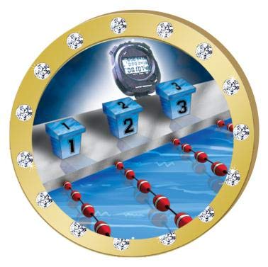 Crown Awards Swim Gold Rhinestone Pin, Gold Swimming Pins, 1 Pack Prime