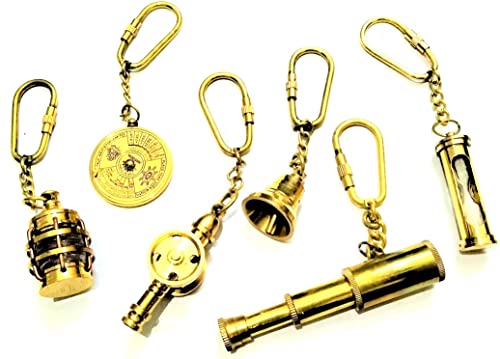 Porte-clés nautiques laiton vintage, coffret cadeau idéal avec sifflet et calendrier