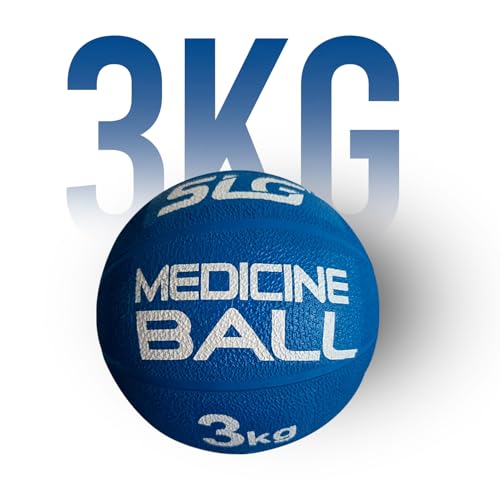 Image of SLG Rubber Medicine /Exercise Ball -Upper & Lower Body Exercises |Fitness Ball for Strength, Balance & Core Workouts| Material:Rubber(Blue, 3 Kg)