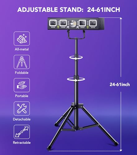 DJ Light with Stand, Pro 6 in 1 DMX & Sound Activated Laser Show Machine with Disco Ball Lights, RGBW & UV Strobe Party Lights with Dj Light Stand for Home Party Gig Bar Stage Lighting