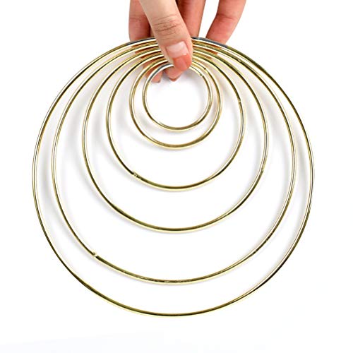 WOWOSS 12 Piezas Aros de Metal para Atrapasueños, Anillos de Metal 38/50/75/100/130/150...