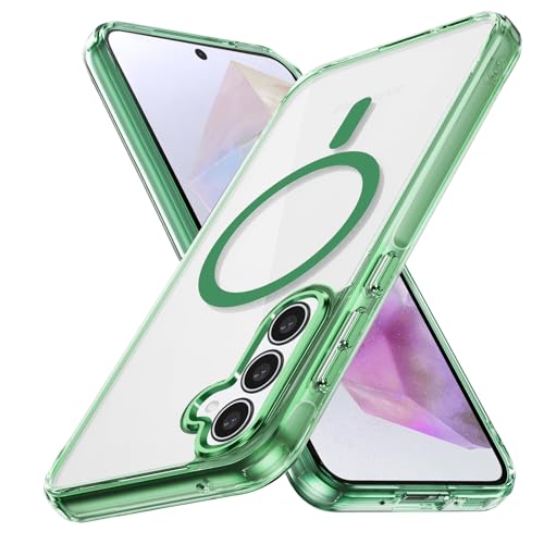Lunivop for Samsung Galaxy A35 5G Case Hard [Compatible with Magsafe ] Yellowing Resistant Magnetic Cover Clear para A 35 6.6 inch Rugged Best Phone Cases Green
