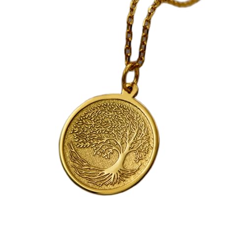 Colgante de árbol de la vida con baño de oro y cadena de plata