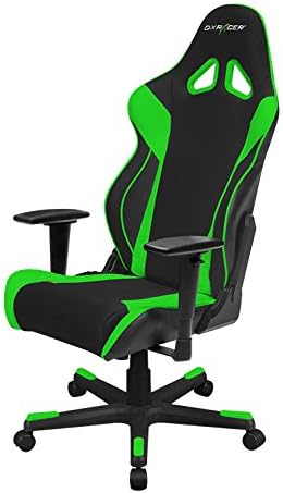 DXRacer Racing Series OH/RAA106/NE Racing Style Bucket Seat Ergonomic Executive Office Gaming Chair Computer Esports Desk Chair with Lumbar Support Pillows (Black/Green)