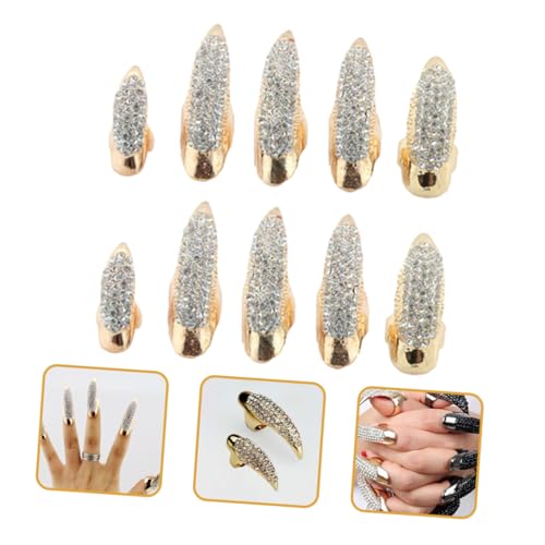 Bagues à ongles strass pour manucure rapide sans colle style punk bar - 2