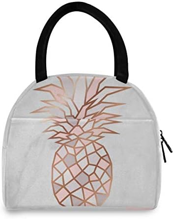 senya Lunch Bag, Pineapple Marble Background Insulated Lunch Box Cooler Bag Tote Bag for Women Kids/Picnic/School/Work