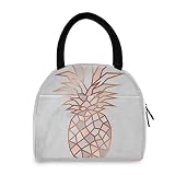 senya Lunch Bag, Pineapple Marble Background Insulated Lunch Box Cooler Bag Tote Bag for Women Kids/