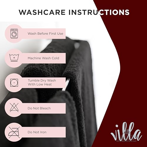 Image of Villa Celestia Black Makeup Remover Towels Set of 4, 100% Soft Cotton Reusable Luxury 4 Pcs Makeup Wipes for Face, Ideal for Salon, Bath, Hotel, Spa, Washcloths for Face Pack of 4 (12 inchX12 inch)