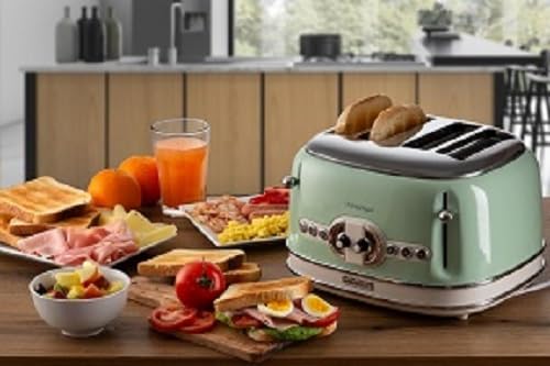 Ariete 0156/04 Retro Style 4 Slice Toaster with 2 Slice Control, 6 Browning Levels and Removable Crumb Tray, Cool Touch Sides, Non-Slip Feet, Vintage Design, Green - Image 10
