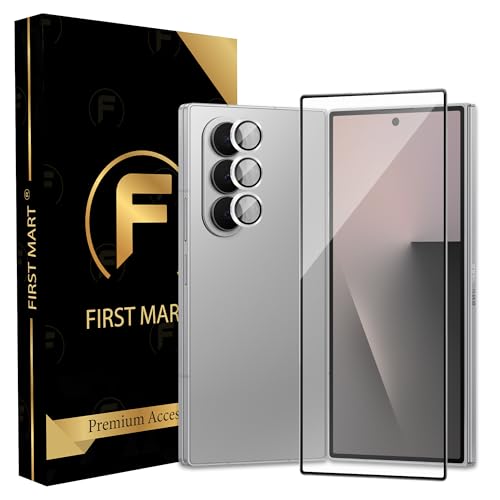 Image of FIRST MART Tempered Glass for Samsung Galaxy Z Fold 7 5G with Silver Camera Ring Guard & Installation Kit | HD Clear Edge-to-Edge Screen Protector, Scratch Resistant, Case-Friendly | Pack of 1