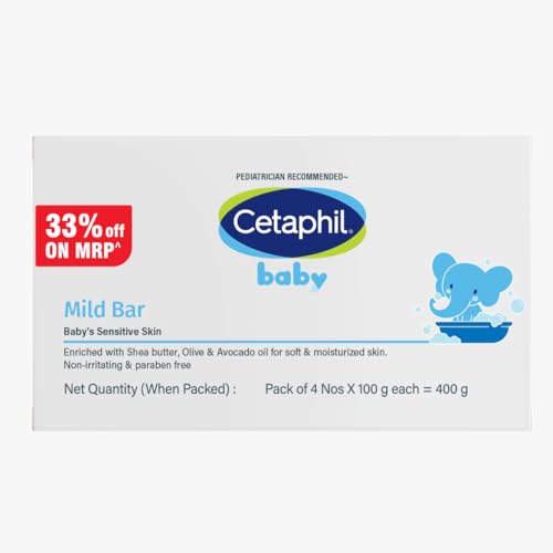 Image of Cetaphil Baby Mild Cleansing Bar for Newborns & Babies 4 x 100 gm | With Shea Butter, Avocado Oil & Olive Oil | Gentle, Hypoallergenic, Pediatrician Recommended | Dry & Sensitive Skin