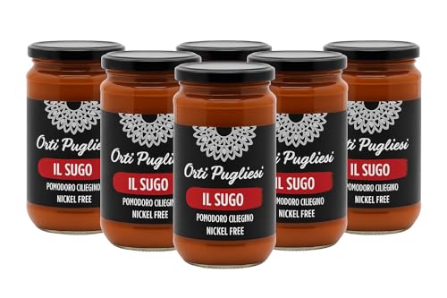 Il Sugo di Pomodoro Nickel Free, Orti pugliesi, Pomodori Ciliegini Senza Nickel 100% Italiani, Box da 6x280gr barattoli di vetro