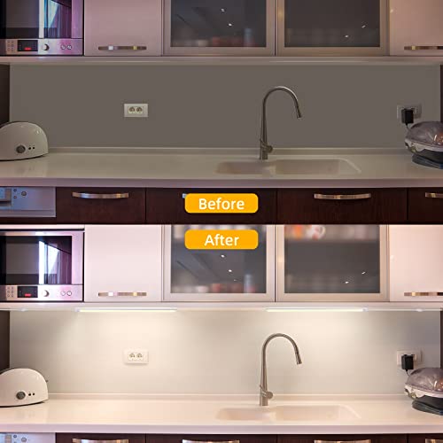 Image of Under Cabinet Lights, 12 Inch Dimmable LED Under Cabinet Lighting, Natural White 4000K, Slim Under-Counter Light Fixtures with Memory Function, Under Counter Lights for Kitchen, Desk Light Bar