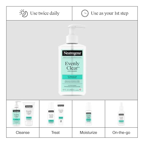 Neutrogena Evenly Clear Acne Cleanser, 9.1 fl. oz | 2% Salicylic Acid, 2% PHA Exfoliant, Gentle Foaming Face Wash, Clears Clogged Pores & Blackheads - image 8